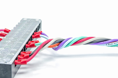 Plate of terminals used to connect electrical wires to the mains.