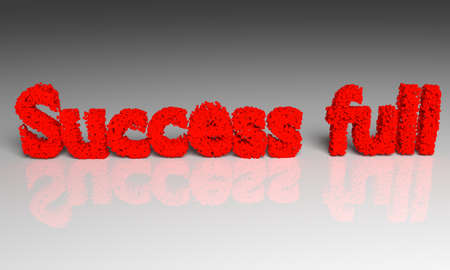 Red Success ful text. 3d  on gray background.の写真素材