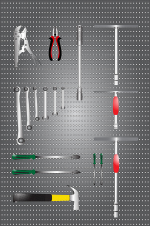 Set of repair construction tools in the flat style equipment in a concept vector illustration.のイラスト素材