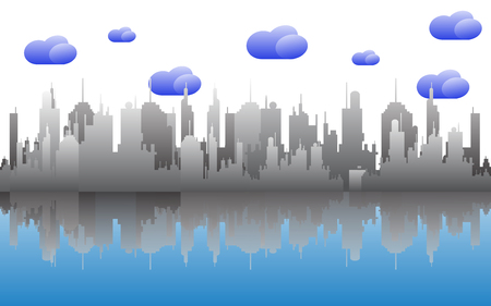 Cityscape skyline on cloudy day.のイラスト素材