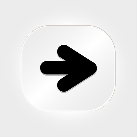 Arrow vector 3d button icon set white color on grey background. interface line symbol for app, web and music digital illustration design. Application sign element collection.のイラスト素材