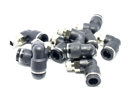Pneumatic fittings accessories isolated on white background.