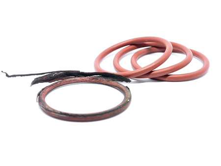 Rubber O-Rings Industrial use. on white background.