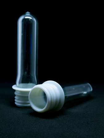 Plastic preform for bottle for food and drug on white background.