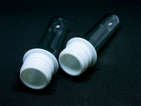 Plastic preform for bottle for food and drug on white background.の写真素材