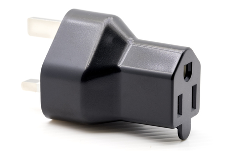 Power adapter socket electrical plug  on white background.