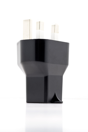 Power adapter socket electrical plug  on white background.