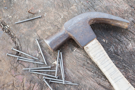 Hammer and nails Close Up.の写真素材