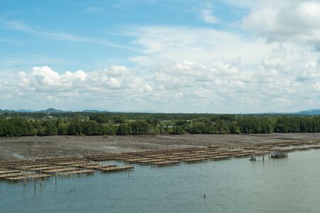 Fish farm in the bay of Thailand. Fishermen for catching shellfish and fish.の写真素材