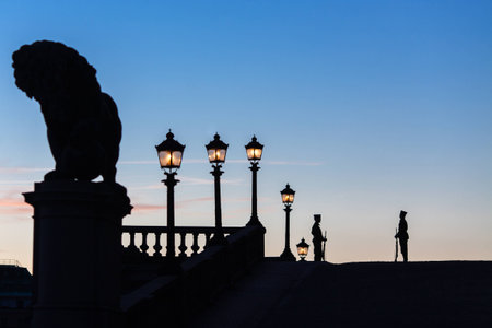 Silhouette royal guard in stockholmの写真素材