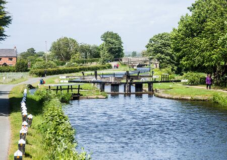 The start of the Rufford branch of the Leeds - Liverpool canal at Burscough, Lancashire.の写真素材