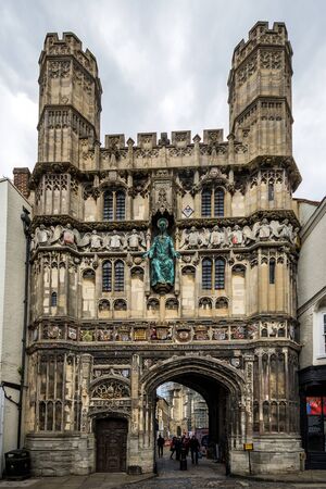 Christ Church Gateway is the main entrance to Canterbury Cathedral, UK.の写真素材