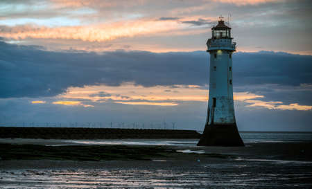 Perch Rock Lighthouse is a decommissioned lighthouse at New Brighton, Wirral, UK.の写真素材