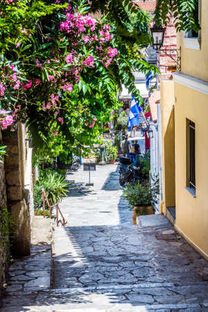 An old street scene in Athens, Greece.の写真素材