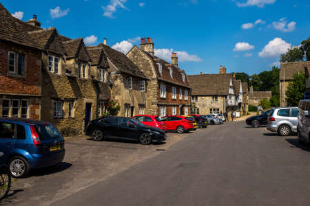 Residents cars parked in the village of Lacock.のeditorial素材