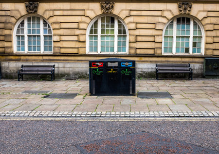 Litter bin designed to take litter and recycled rubbish.の写真素材