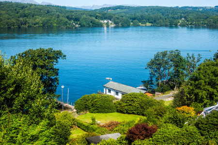 At 10.5 miles long and a mile wide, Windermere is the largest lake in England.の写真素材
