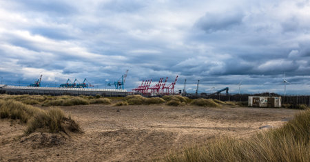 Cranes at the Port of Liverpool container base.の写真素材
