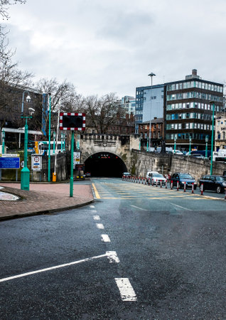 The Birkenhead tunnel  passes under the River Mersey between Liverpool and Birkenhead on the Wirral.の写真素材