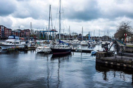 Pleasure craft at Preston Marina.の写真素材
