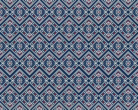 Ikat geometric folklore ornament with diamonds. Tribal ethnic vector texture. Seamlessのイラスト素材