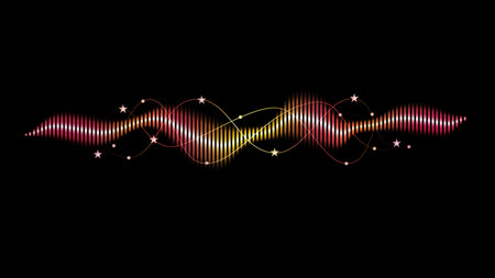 abstract music wave line on a black background. Vector illustration.のイラスト素材