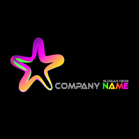 Star logo template. Colorful star icon isolated on black background.のイラスト素材