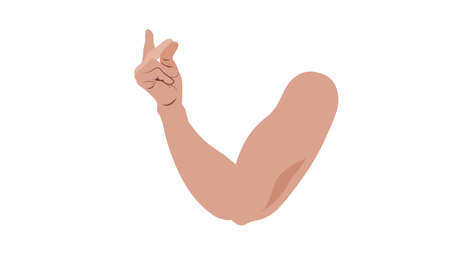 Hand snap of fingers. Vector illustration of a human hand in the position of a finger click. A hand gesture to snap the thumb and middle finger.のイラスト素材