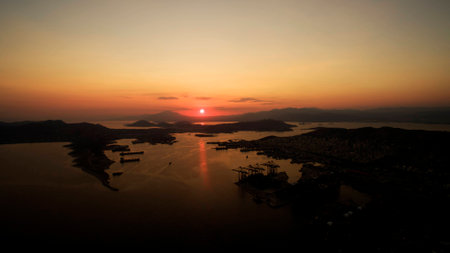aerial sunsetの写真素材