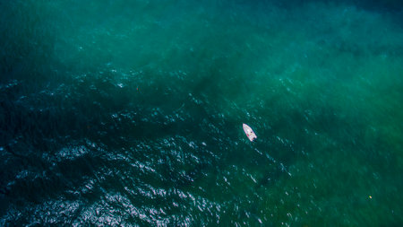 seaside boat greece santorini from aboveの写真素材