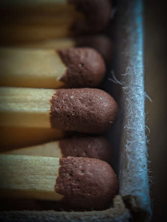 macro: matches in a boxの写真素材