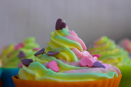 Colorful cupcake with decorationの写真素材