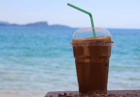 Ice frappe on the beach in summerの写真素材