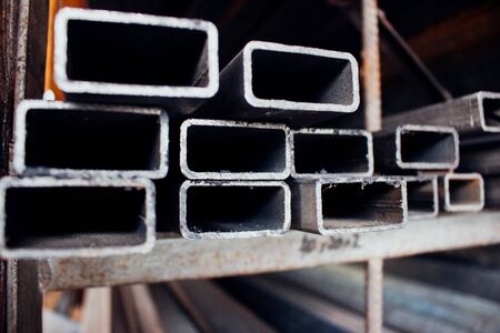 Pile of iron rectangular profilesの写真素材