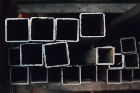 Pile of iron rectangular profilesの写真素材
