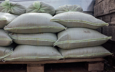 Sacks with sandの写真素材