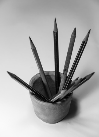 a pencil in black and white pictureの写真素材