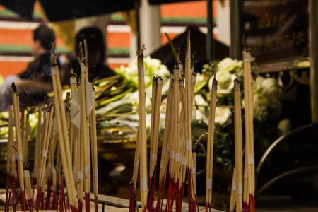 incense warship buddha in wat phra keawの写真素材