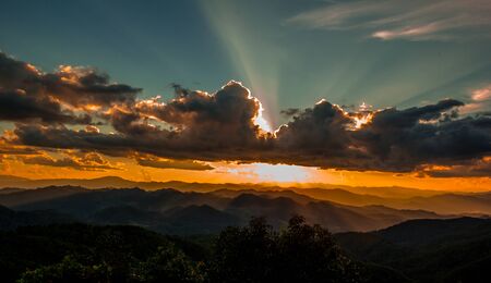 sunset on mountain at chiangmai thailandの写真素材