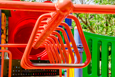 colorful playground in the parkの写真素材