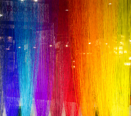 colorful of thread in exhibitionの写真素材