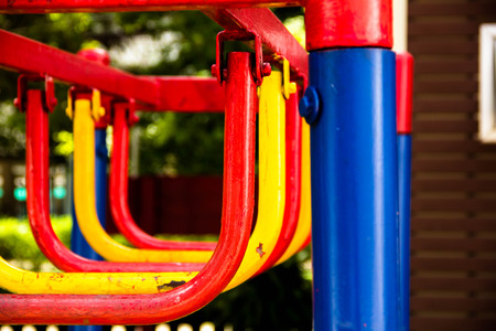 colorful playground in the parkの写真素材
