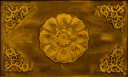Golden flower carved decorated on the chinese pavilianの写真素材