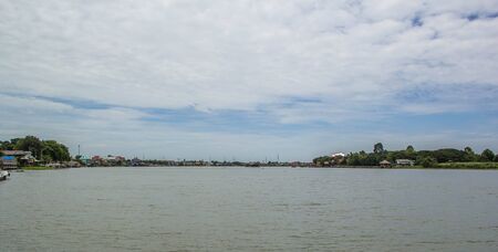 Chao Phraya River at pathumtani. Thailandの写真素材