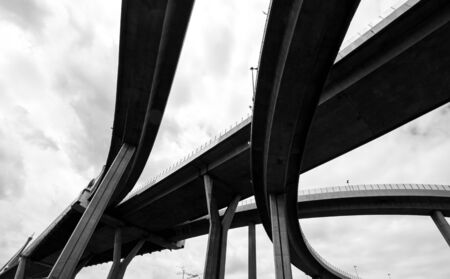 Large crossing elevated traffic highwayの写真素材