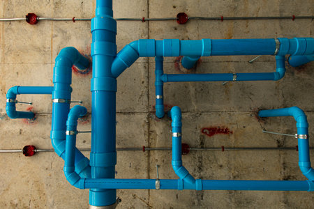 Solid waste & sanitary PVC pipeline suspension.