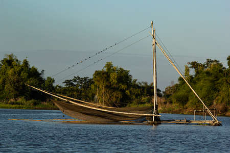 traditional local fisherman used net fishing in river