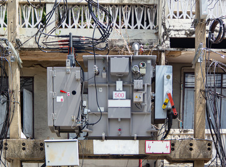 Electric transformer on electric pole