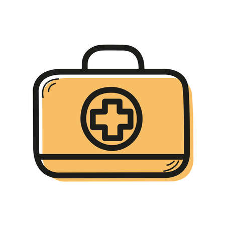 Vector linear color icon in the form medical suitcase with crossのイラスト素材