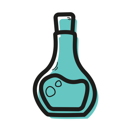 Vector linear color icon in the form of flask with lid and liquid